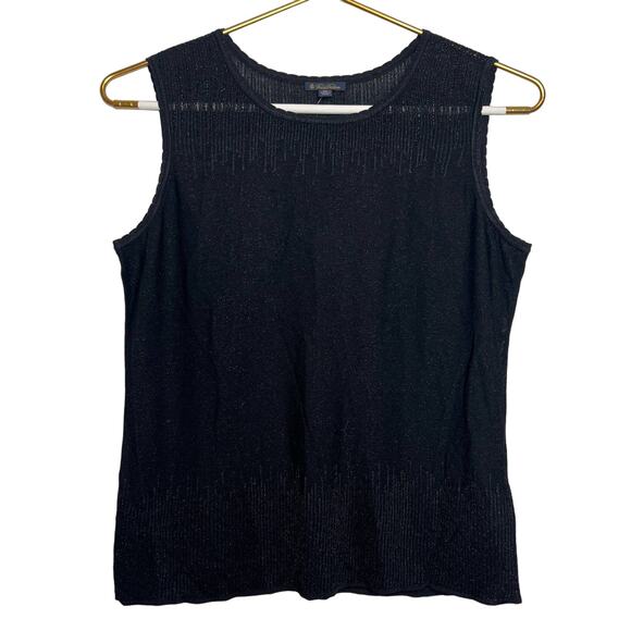 Brooks Brothers Womens Size XL Black Metallic Knit Camisole Tank - Picture 1 of 8